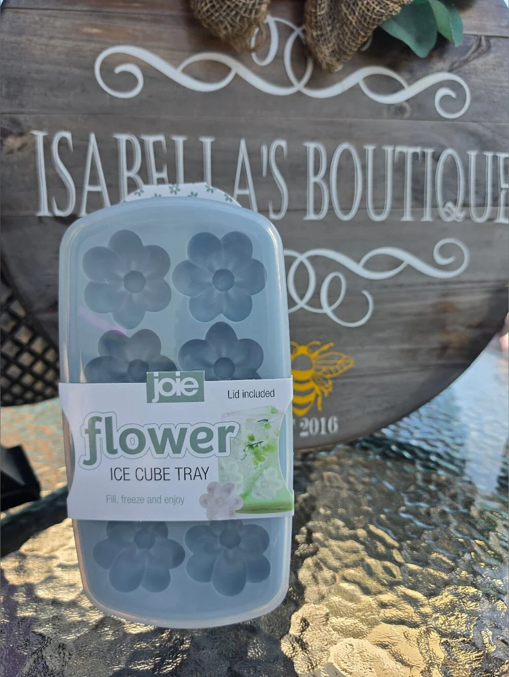 Joie Light Blue Flower Silicone Ice Cube Tray with Lid